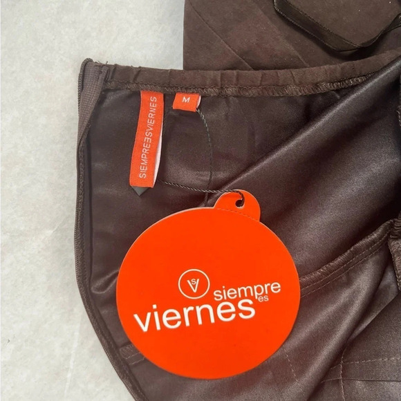 Adrienne Vittadini Faux Suede Bustier Dress Brown Rhinestone Medium - Picture 7 of 11